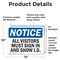 Signmission All Visitors Must Sign, Vinyl Decal, 14in W x 10in L, 2PK OS-2PACK-NS-D-1014-L-15244 - alternate 5